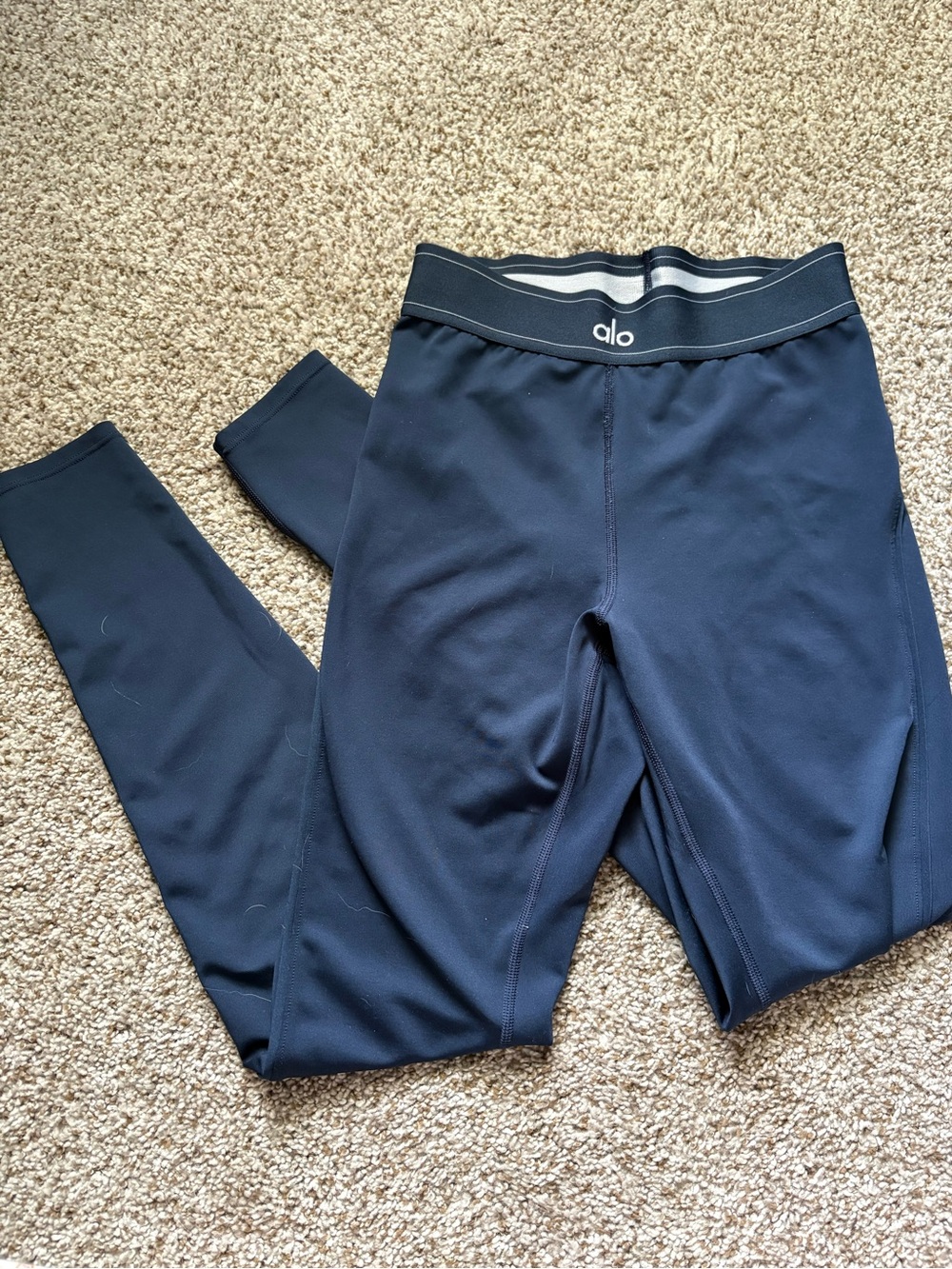 ALO Yoga Kids Navy Leggings with Contrast Waistband